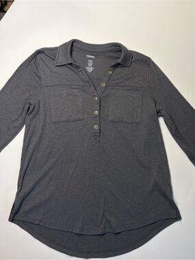 Sonoma Charcoal Gray Henley with Button Placket